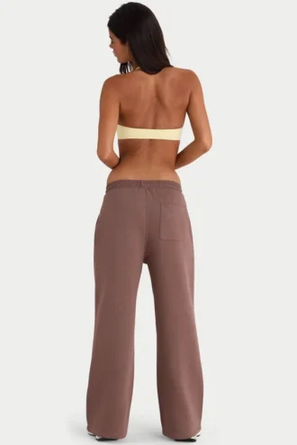 Pantaloni de jogging din jersey periat cu croi larg, culoare cacao Pantaloni de jogging din jersey periat cu croi larg, culoare cacao