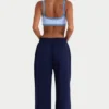 Pantaloni de jogging din jersey periat cu croi larg, în culoarea albastru marin clasic Pantaloni de jogging din jersey periat cu croi larg, în culoarea albastru marin clasic