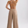 Pantaloni de jogging din material frotat cu croi larg, culoare maro mocha Pantaloni de jogging din material frotat cu croi larg, culoare maro mocha