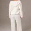 Pantaloni de jogging din tricot cu nervuri și croi larg, culoare Ivory Pantaloni de jogging din tricot cu nervuri și croi larg, culoare Ivory