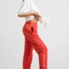 Pantaloni de jogging oversized din jersey periat, roșii Pantaloni de jogging oversized din jersey periat, roșii