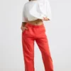 Pantaloni de jogging oversized din jersey periat, roșii Pantaloni de jogging oversized din jersey periat, roșii