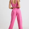 Pantaloni de jogging oversized din jersey periat, roz intens