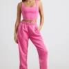 Pantaloni de jogging oversized din jersey periat, roz intens