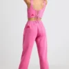 Pantaloni de jogging oversized din jersey periat, roz intens