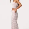 Pantaloni din jersey cu nervuri, talie joasă, cu dungi roz Pantaloni din jersey cu nervuri, talie joasă, cu dungi roz