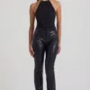 Pantaloni drepți Nemyra din imitație de piele de crocodil, negri Pantaloni drepți Nemyra din imitație de piele de crocodil, negri