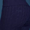 Pantaloni evazați cu pliu, cu model tricotat în relief, în albastru închis Pantaloni evazați cu pliu, cu model tricotat în relief, în albastru închis