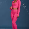 Pantaloni evazați cu pliu, cu model tricotat în zig-zag, în roz intens Pantaloni evazați cu pliu, cu model tricotat în zig-zag, în roz intens