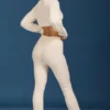 Pantaloni evazați cu pliu, cu tricotaj tip cablu, de culoare crem Pantaloni evazați cu pliu, cu tricotaj tip cablu, de culoare crem