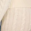 Pantaloni evazați cu pliu, cu tricotaj tip cablu, de culoare crem Pantaloni evazați cu pliu, cu tricotaj tip cablu, de culoare crem