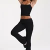 Pantaloni evazați cu talie medie din modal, negri Pantaloni evazați cu talie medie din modal, negri