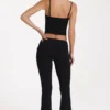 Pantaloni evazați cu talie medie din modal, negri Pantaloni evazați cu talie medie din modal, negri