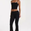 Pantaloni evazați cu talie medie din modal, negri Pantaloni evazați cu talie medie din modal, negri