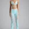 Pantaloni evazați cu talie medie și ornamente Stevie, în culoarea albastru gheață Pantaloni evazați cu talie medie și ornamente Stevie, în culoarea albastru gheață
