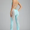 Pantaloni evazați cu talie medie și ornamente Stevie, în culoarea albastru gheață Pantaloni evazați cu talie medie și ornamente Stevie, în culoarea albastru gheață