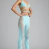 Pantaloni evazați cu talie medie și ornamente Stevie, în culoarea albastru gheață Pantaloni evazați cu talie medie și ornamente Stevie, în culoarea albastru gheață