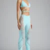 Pantaloni evazați cu talie medie și ornamente Stevie, în culoarea albastru gheață Pantaloni evazați cu talie medie și ornamente Stevie, în culoarea albastru gheață