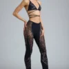 Pantaloni evazați cu talie medie și ornamente Stevie, negri Pantaloni evazați cu talie medie și ornamente Stevie, negri