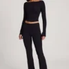 Pantaloni evazați cu talie medie Vevina Modal, negri Pantaloni evazați cu talie medie Vevina Modal, negri