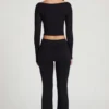 Pantaloni evazați cu talie medie Vevina Modal, negri Pantaloni evazați cu talie medie Vevina Modal, negri