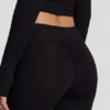 Pantaloni evazați cu talie medie Vevina Modal, negri Pantaloni evazați cu talie medie Vevina Modal, negri