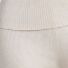 Pantaloni evazați cu talie pliată din tricot gros, culoare crem Pantaloni evazați cu talie pliată din tricot gros, culoare crem