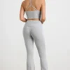Pantaloni evazați cu tiv pliat din tricot gros, în culoarea gri melanj Pantaloni evazați cu tiv pliat din tricot gros, în culoarea gri melanj