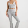 Pantaloni evazați cu tiv pliat din tricot gros, în culoarea gri melanj Pantaloni evazați cu tiv pliat din tricot gros, în culoarea gri melanj