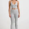 Pantaloni evazați cu tiv pliat din tricot gros, în culoarea gri melanj Pantaloni evazați cu tiv pliat din tricot gros, în culoarea gri melanj