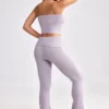 Pantaloni evazați cu tiv pliat, din tricot gros, în nuanța Dusty Lavender Pantaloni evazați cu tiv pliat, din tricot gros, în nuanța Dusty Lavender