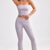 Pantaloni evazați cu tiv pliat, din tricot gros, în nuanța Dusty Lavender Pantaloni evazați cu tiv pliat, din tricot gros, în nuanța Dusty Lavender