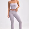 Pantaloni evazați cu tiv pliat, din tricot gros, în nuanța Dusty Lavender Pantaloni evazați cu tiv pliat, din tricot gros, în nuanța Dusty Lavender
