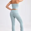 Pantaloni evazați cu tiv pliat din tricot gros, în nuanța Dusty Teal Pantaloni evazați cu tiv pliat din tricot gros, în nuanța Dusty Teal