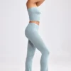 Pantaloni evazați cu tiv pliat din tricot gros, în nuanța Dusty Teal Pantaloni evazați cu tiv pliat din tricot gros, în nuanța Dusty Teal