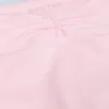Pantaloni evazați din jersey periat, cu volane, în nuanța roz pal melanj Pantaloni evazați din jersey periat, cu volane, în nuanța roz pal melanj