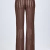 Pantaloni evazați Selara cu talie medie în culoarea bronz Pantaloni evazați Selara cu talie medie în culoarea bronz