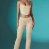 Pantaloni Fallon Petite cu talie joasă, dantelă decorată, culoare ivoriu Pantaloni Fallon Petite cu talie joasă, dantelă decorată, culoare ivoriu