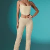 Pantaloni Fallon Petite cu talie joasă, dantelă decorată, culoare ivoriu Pantaloni Fallon Petite cu talie joasă, dantelă decorată, culoare ivoriu