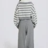 Pantaloni joggers din tricot cu talie medie și croi larg, în culoarea gri Pantaloni joggers din tricot cu talie medie și croi larg, în culoarea gri