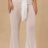Pantaloni largi cu legătură în față Hydra, de culoare albă Pantaloni largi cu legătură în față Hydra, de culoare albă
