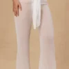 Pantaloni largi cu legătură în față Hydra, de culoare albă Pantaloni largi cu legătură în față Hydra, de culoare albă