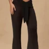 Pantaloni largi cu legătură în față Hydra, negri Pantaloni largi cu legătură în față Hydra, negri