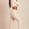 Pantaloni largi din tricot pufos Safia, culoare ivoriu Pantaloni largi din tricot pufos Safia, culoare ivoriu