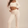 Pantaloni largi din tricot pufos Safia, culoare ivoriu Pantaloni largi din tricot pufos Safia, culoare ivoriu