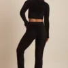 Pantaloni largi din tricot pufos Safia, negri Pantaloni largi din tricot pufos Safia, negri