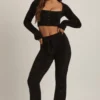 Pantaloni largi din tricot pufos Safia, negri Pantaloni largi din tricot pufos Safia, negri