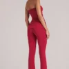 Pantaloni Lumi cu talie medie, mulati, in roșu cireș Pantaloni Lumi cu talie medie, mulati, in roșu cireș