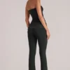Pantaloni mulati Lumi cu talie medie, negri