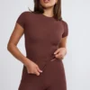 Pantaloni Nour Tall Mid Rise Wide Leg în culoarea ciocolată Pantaloni Nour Tall Mid Rise Wide Leg în culoarea ciocolată
